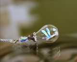Tiny Dragonfly Glow in the Dark / Dragonfly Pendant / Teardrop Glass Pendant / Magical /