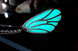 Butterfly Wing Glow in the Dark / Blue & Green Wing Necklace / Silver or Gold /