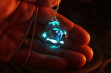 Tiny Dragonfly Pendant Glow in the Dark / Glass Bubble Pendant / Heart Necklace / Nature /