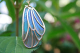 Butterfly Wing Glow in the Dark / Blue & Green Wing Necklace / Silver or Gold /