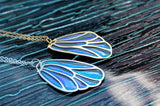 Butterfly Wing Glow in the Dark / Blue & Green Wing Necklace / Silver or Gold /
