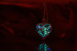 Sterling Silver Locket Heart / Glow in the Dark / Sterling Silver 925 / Small glass bubble/