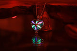 Sterling Silver Locket Heart / Glow in the Dark / Sterling Silver 925 / Small glass bubble/