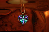 Sterling Silver Locket Heart / Glow in the Dark / Sterling Silver 925 / Small glass bubble/