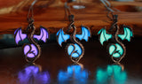 Dragon pendant / Glow in the dark/ Dragon Surrounding the Moon/ Stainless Steel /