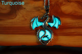 Dragon pendant / Glow in the dark/ Dragon Surrounding the Moon/ Stainless Steel /