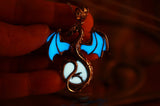 Dragon pendant / Glow in the dark/ Dragon Surrounding the Moon/ Stainless Steel /