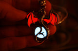 Dragon pendant / Glow in the dark/ Dragon Surrounding the Moon/ Stainless Steel /