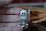 Sterling silver Owl Locket , Glow in the Dark , Owl Pendant , Branch Necklace