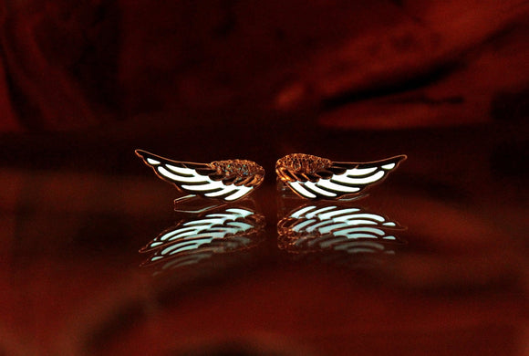 Angel Wings Earrings / Glow in the Dark / Climbers Earrings / Sterling Silver 925 /
