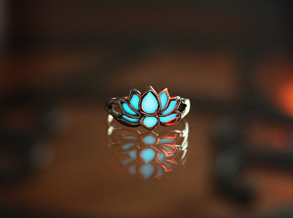 Flower Ring Glow in the Dark / Sterling Silver 925 / – PAPILLON9