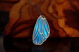 Butterfly Wing Glow in the Dark / Blue & Green Wing Necklace / Silver or Gold /
