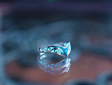 Celtic V ring Glow in the Dark / Opal Celtic Ring / Sterling Silver 925 Ring / Chevron Ring /