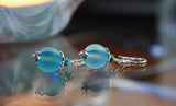 Aura Quartz Earrings Glow in the Dark / Aura Quartz Matte Earrings / Aqua Blue Quartz /