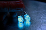 Glass Drop shape Earrings / Glow in the Dark / Glass Bubble Earrings /