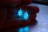 Glass Drop shape Earrings / Glow in the Dark / Glass Bubble Earrings /