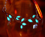 Leaves branch necklace / Glow in the Dark / Silver Branch / Gold leaves /