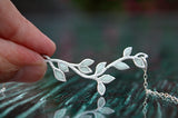 Leaves branch necklace / Glow in the Dark / Silver Branch / Gold leaves /