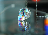 Crystal AB Skull Necklace / Glow in the Dark Pendant / Swarovski Crystal Gothic pendant /