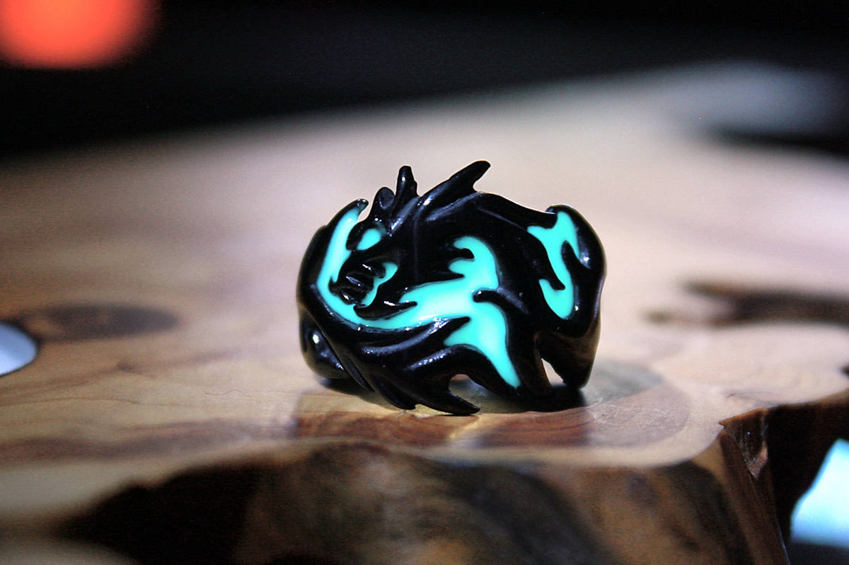Black Dragon Ring Glow in the Dark Stainless Steel Ring