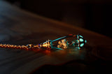Baby's breath Pendant / Glow in the Dark / Real Flower / Glass Tear Drop /