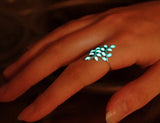 Leaves Ring Glow in the Dark / Sterling Silver 925 Ring /