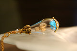 Baby's breath Pendant / Glow in the Dark / Real Flower / Glass Tear Drop /