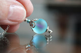 Aura Quartz Necklace / Glow in the Dark / Aura Quartz Matte pendant / Aqua Blue Quartz /