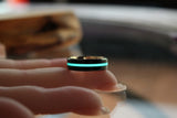 Black Ring Glow in the Dark - Tungsten Ring - Rose Gold inside Ring - 6mm Width