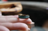 Black Ring Glow in the Dark - Tungsten Ring - Rose Gold inside Ring - 6mm Width