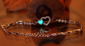 Hearts Bracelet -  Sterling Silver Bracelet - Glow in the Dark - Cubic Zirconia -