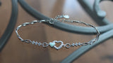 Hearts Bracelet -  Sterling Silver Bracelet - Glow in the Dark - Cubic Zirconia -