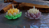 Lotus Candle Glow in the Dark - Yellow Green Lotus Flower - Orange Lotus Candle