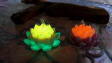 Lotus Candle Glow in the Dark - Yellow Green Lotus Flower - Orange Lotus Candle