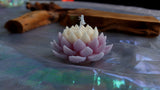 Lotus Candle Glow in the Dark - Yellow Green Lotus Flower - Orange Lotus Candle