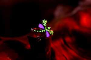 Silver Dragonfly Ring / Glow in the Dark / Sterling Silver 925 Ring /