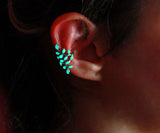 Leaves ear clip Glow in the Dark / Sterling Silver 925 Ear Clip / Leaf / Nature /