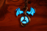 Dragon pendant / Glow in the dark/ Dragon Surrounding the Moon/ Stainless Steel /