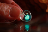 White Heart Pendant Glow in the Dark / Frosted Glass Heart / 3D Heart /
