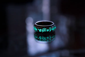 Om Mani Padme Hum Ring / Glow in the Dark / Silver Spinner Wheel Prayer Ring /
