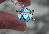 Hearts Locket Glow in the Dark / Heart Locket / Turquoise Hearts Locket /