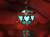 Hearts Locket Glow in the Dark / Heart Locket / Turquoise Hearts Locket /