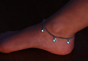 Stars Anklet Bracelet Glow in the Dark / Stainless Steel Bracelet / Stars Anklet / Anklet chain /