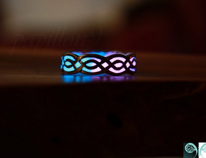 Celtic Ring Glow in the Dark / Sterling Silver 925 Ring / Celtic Knots / Multi Colors /