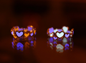 Hearts Ring Glow in the Dark / Silver Plated Hearts Ring