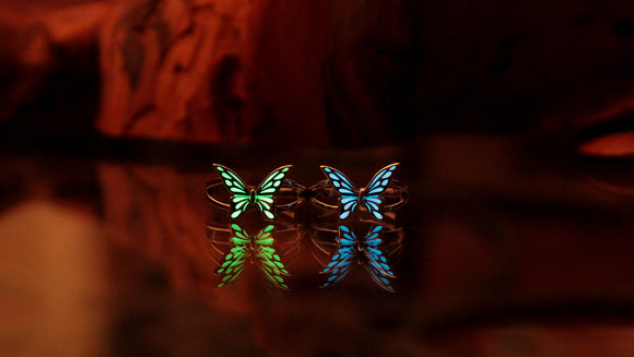 Butterfly toe ring / Glow in the Dark / Sterling Silver 925 / Midi Ring /
