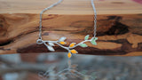 Leaves branch necklace / Glow in the Dark / Silver Branch / Gold leaves /
