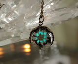 Daisy Flower Pendant Glow in the Dark / Glass Dome / Real Flower Necklace /