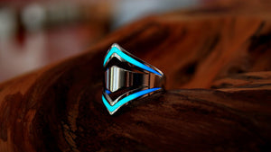 Double V Shape Ring / Double Arrow Ring / V Ring / Glow in the Dark / Stainless Steel Ring /