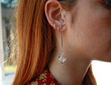 Glass Bubble Earrings Glow in the Dark / Long Tassel Silver Earrings / Water Glass Bubble /